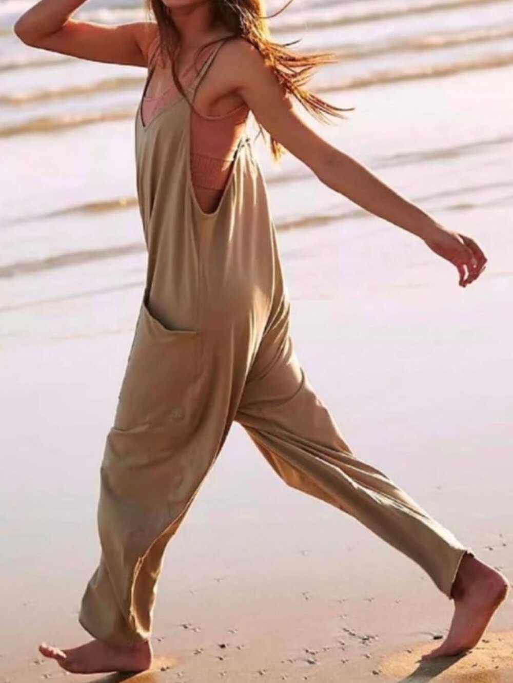 Free People Movement Hot Shot Onesie Mocha Latte Small